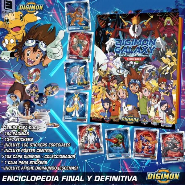 . 01 ÁLBUM Digimon Galaxy [Encicloepdia]: Álbum Completo A Pegar [Tapa Dura] + Tazos [ DESPACHO INMEDIATO ]