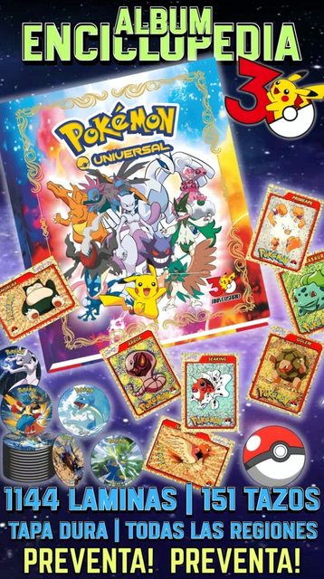 . 01 [PREVENTA] ÁLBUM POKÉMON UNIVERSAL [1144 Lam a Pegar]: Álbum Completo A Pegar [Todos los Pokémones | Todas las Regiones]